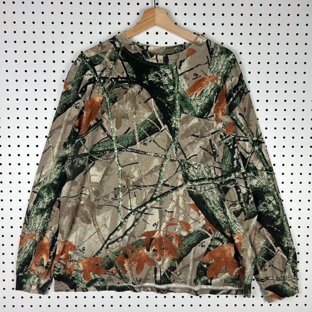 Outfitters Ridge Camo Vintage T Shirt  XL Long Sleeve Pocket Hunting Fusion 3-D‎